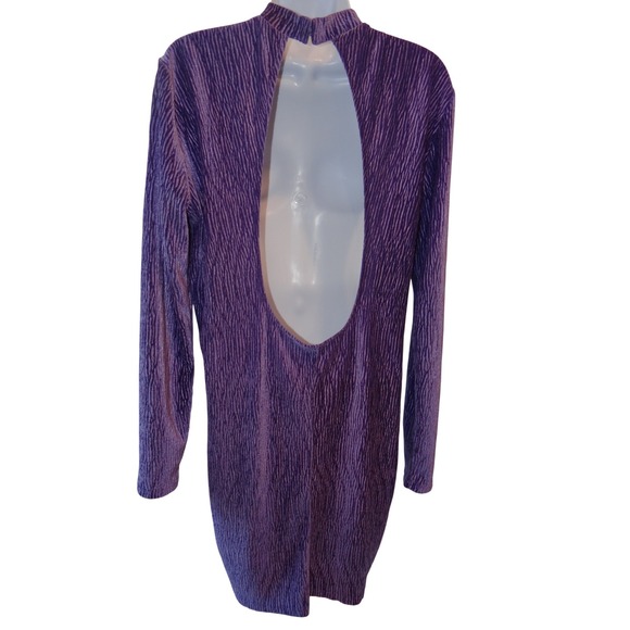 H&M Divided Purple Textured Mock Neck Long Sleeve Mini Dress Size‎ L - Picture 5 of 6